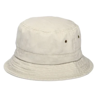Washed Cotton Bucket Hat - Beige