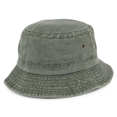 Washed Cotton Bucket Hat - Olive