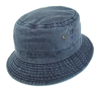 Washed Cotton Bucket Hat - Denim Blue